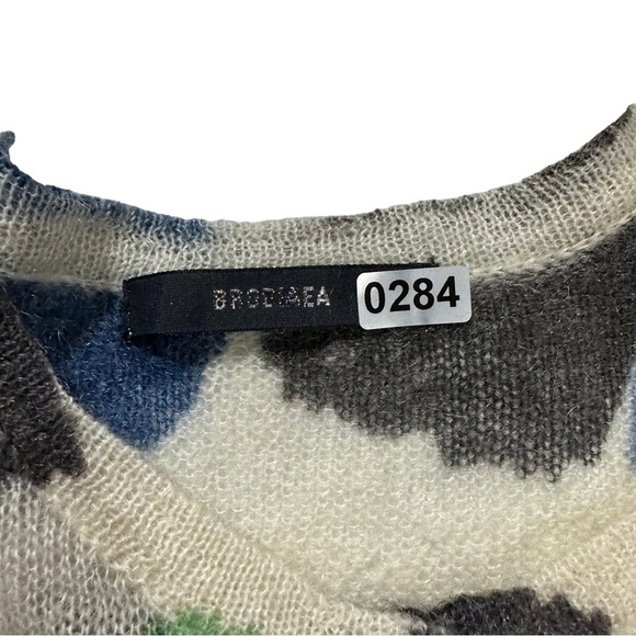 Brodiaea Women Cream & Colorful Smears 7 Button Cardigan Sweater Sz M Mohair NWT - Picture 13 of 13